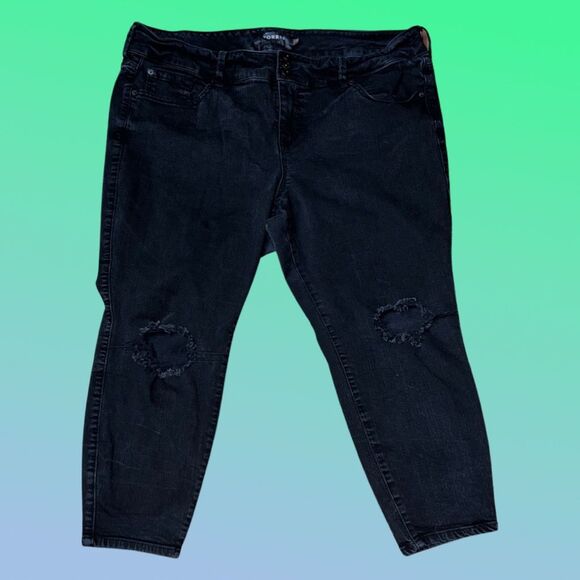 Plus Size Torrid Premium Distressed Black Jeggings Crop Jeans Size 22 #20 - Picture 5 of 5